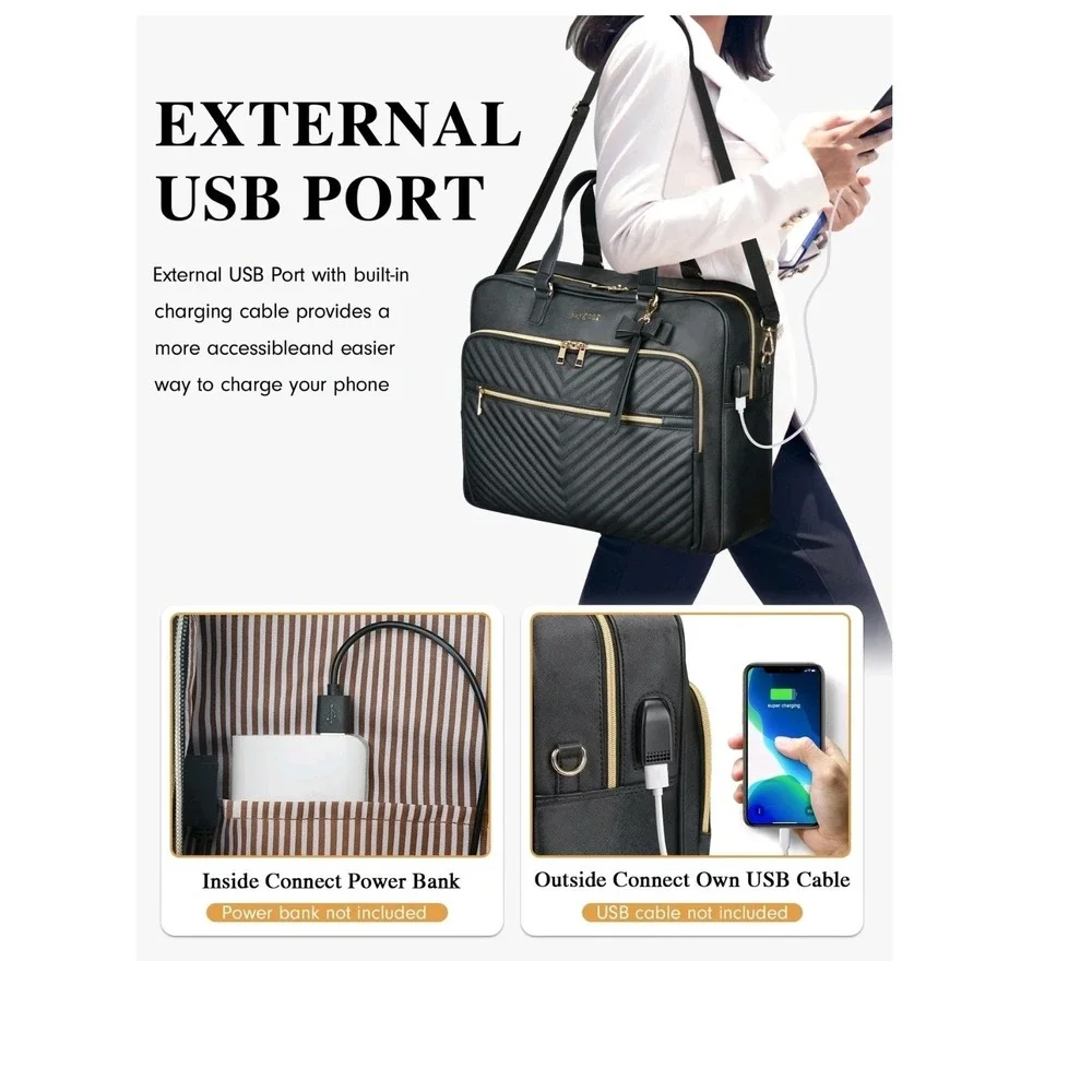 Taygeer 17 Inch Laptop Bag for Women, Large Convertible Quilted Briefcase Bac‎